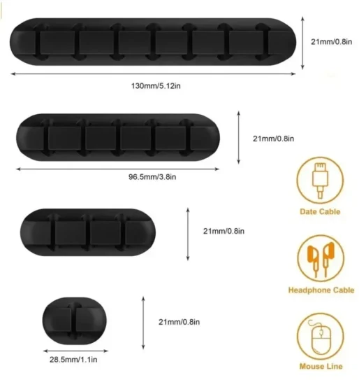 Organizador de cabos de silicone, enrolador de cabo usb, clipes de gerenciamento, suporte para mouse e teclado - Imagem 6