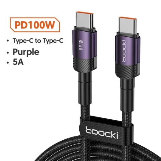 Cabo Toocki USB-C para USB-C 100W – Carregamento Rápido PD 3.0 / QC 4.0 Compatível com iPhone 15, MacBook, Samsung e Xiaomi - Imagem 8