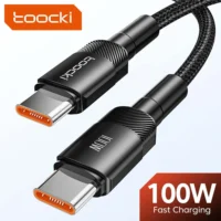 Cabo Toocki USB-C para USB-C 100W – Carregamento Rápido PD 3.0 / QC 4.0 Compatível com iPhone 15, MacBook, Samsung e Xiaomi