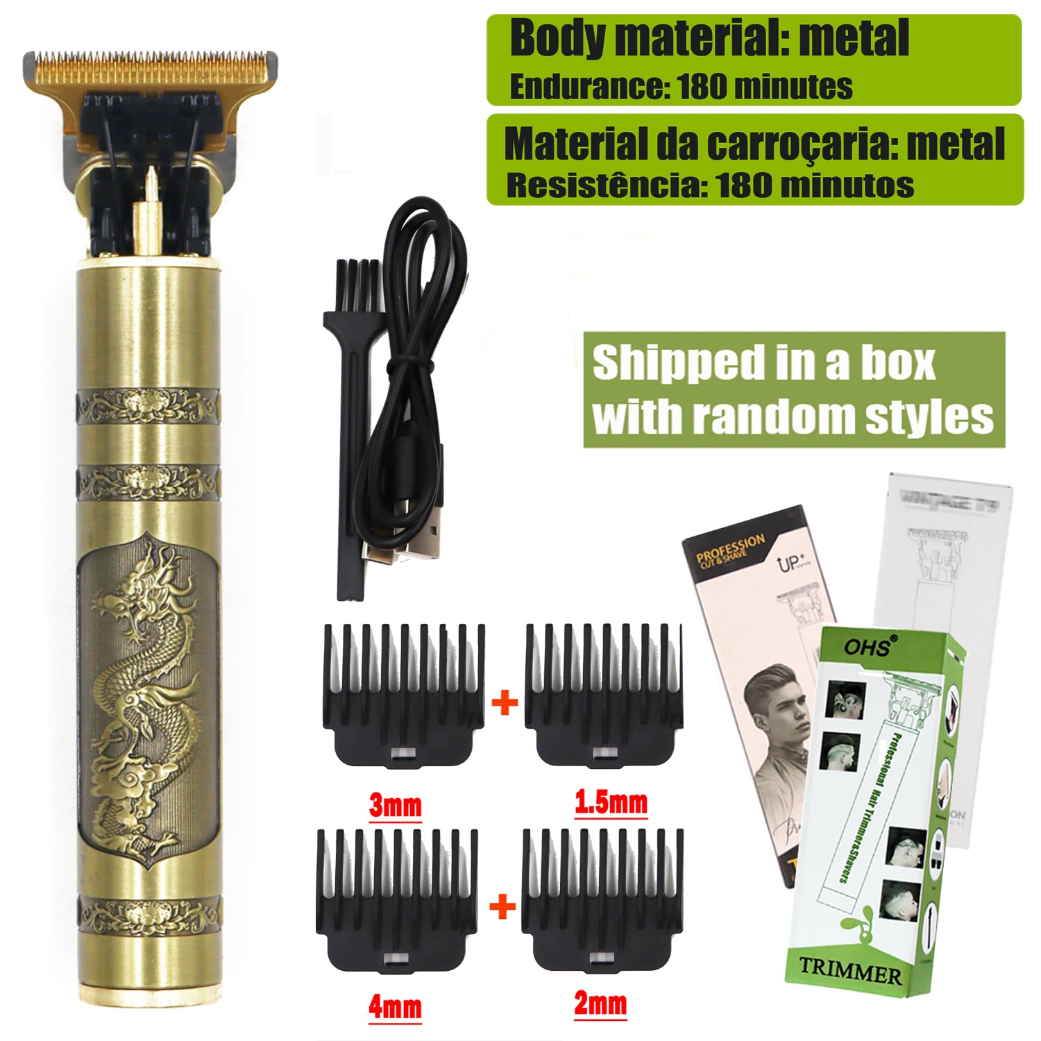 Máquina de barbear T9 Cabelo Barba Corpo Elétrica Portável - Imagem 12