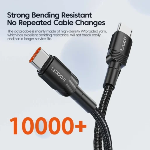 Cabo Toocki USB-C para USB-C 100W – Carregamento Rápido PD 3.0 / QC 4.0 Compatível com iPhone 15, MacBook, Samsung e Xiaomi - Imagem 6