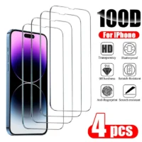 4PCS Película vidro temperado iPhone 11 12 13 14 15 Pro Max e Plus