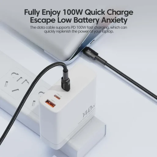 Cabo Toocki USB-C para USB-C 100W – Carregamento Rápido PD 3.0 / QC 4.0 Compatível com iPhone 15, MacBook, Samsung e Xiaomi - Imagem 2