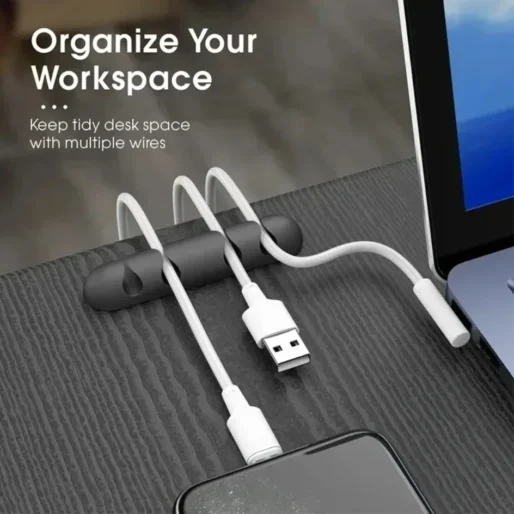 Organizador de cabos de silicone, enrolador de cabo usb, clipes de gerenciamento, suporte para mouse e teclado - Imagem 2