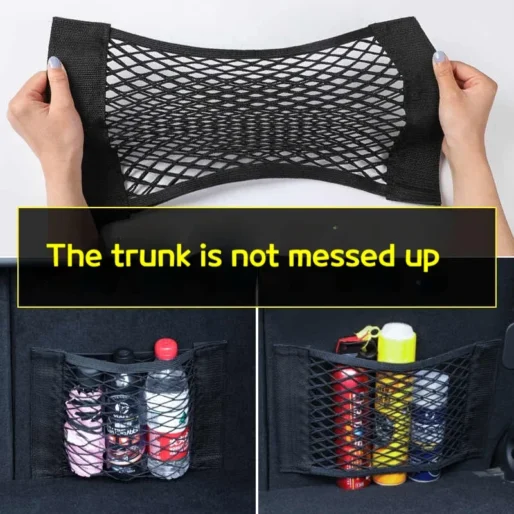 Bolsa Organizadora de Porta-Malas – Rede Elástica com Velcro Duplo para Armazenamento no Carro - Imagem 3