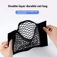 Bolsa Organizadora de Porta-Malas – Rede Elástica com Velcro Duplo para Armazenamento no Carro